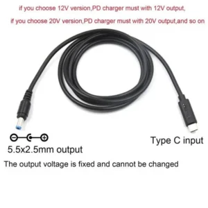 Кабель F61R02-L04-02 Type C- PD / 5.5x2.5mm 120 mm 12V/5А